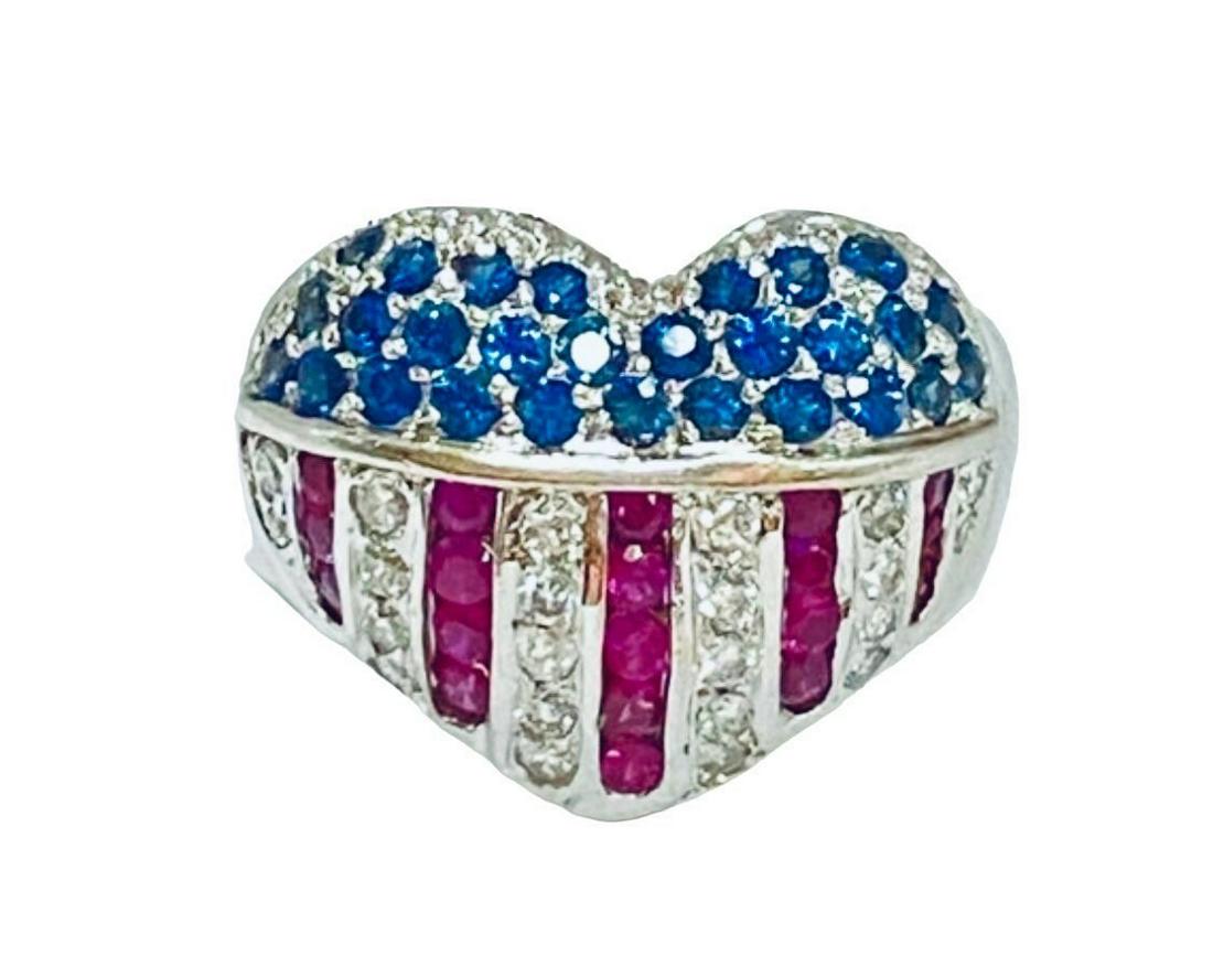 14k diamond heart shaped flag ring (1 of 7)