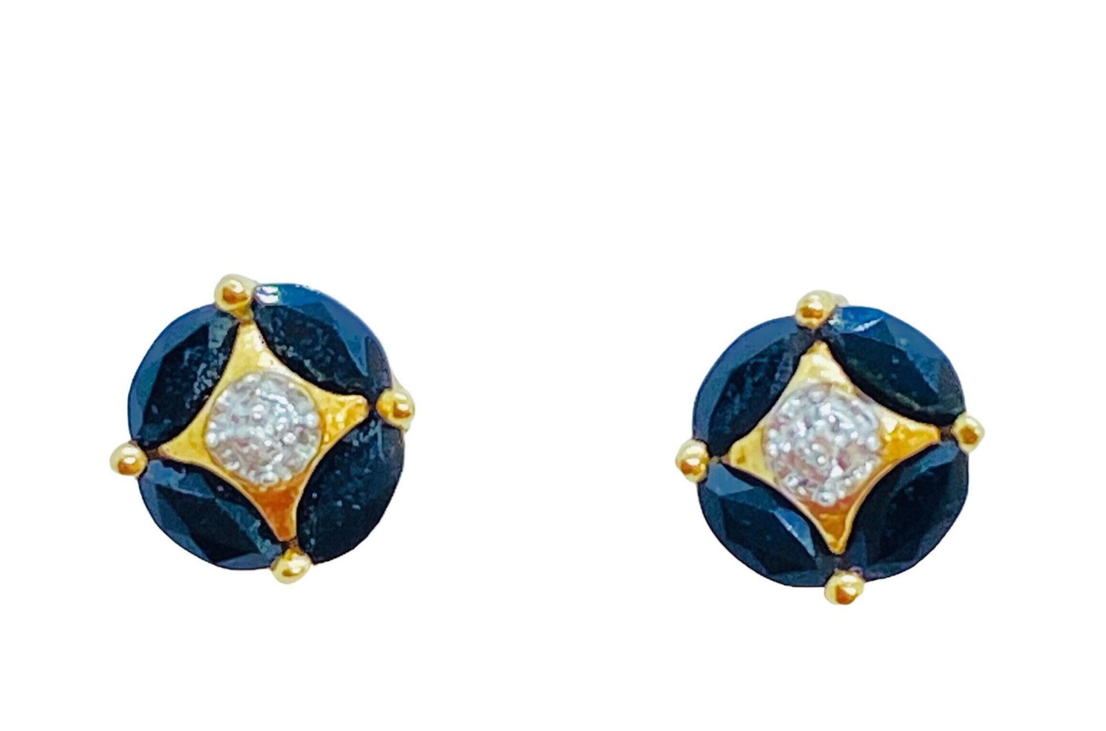 14k onyx diamond stud earrings (1 of 8)