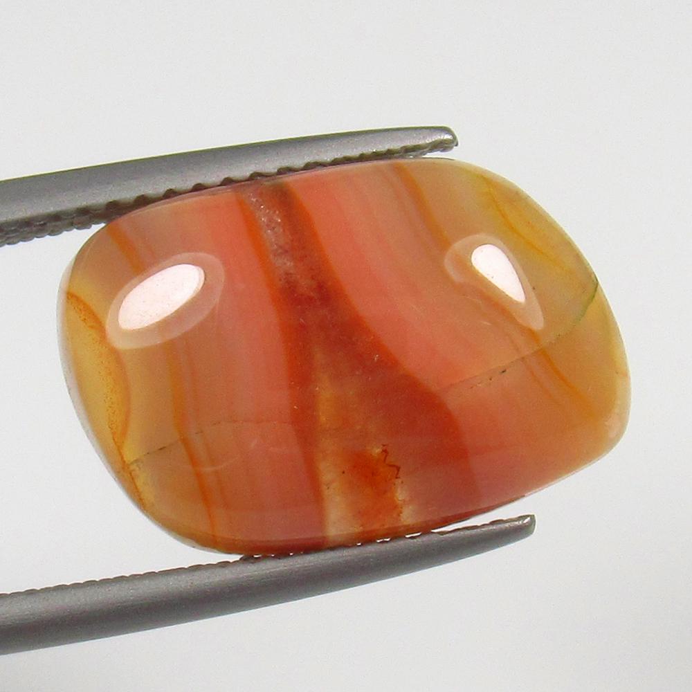 Natural Jasper Quartz - 8.63 Ct: No Reserve! Title: Natural Jasper Quartz - 8.63 Ct Origin: Brazil Weight: 8.63 Size/Dimensions: 16.5 x 11.5 x 6.3 mm Additional Information: Pieces : 1 No's / Shape : Cushion Cabochon / Color : Orange
