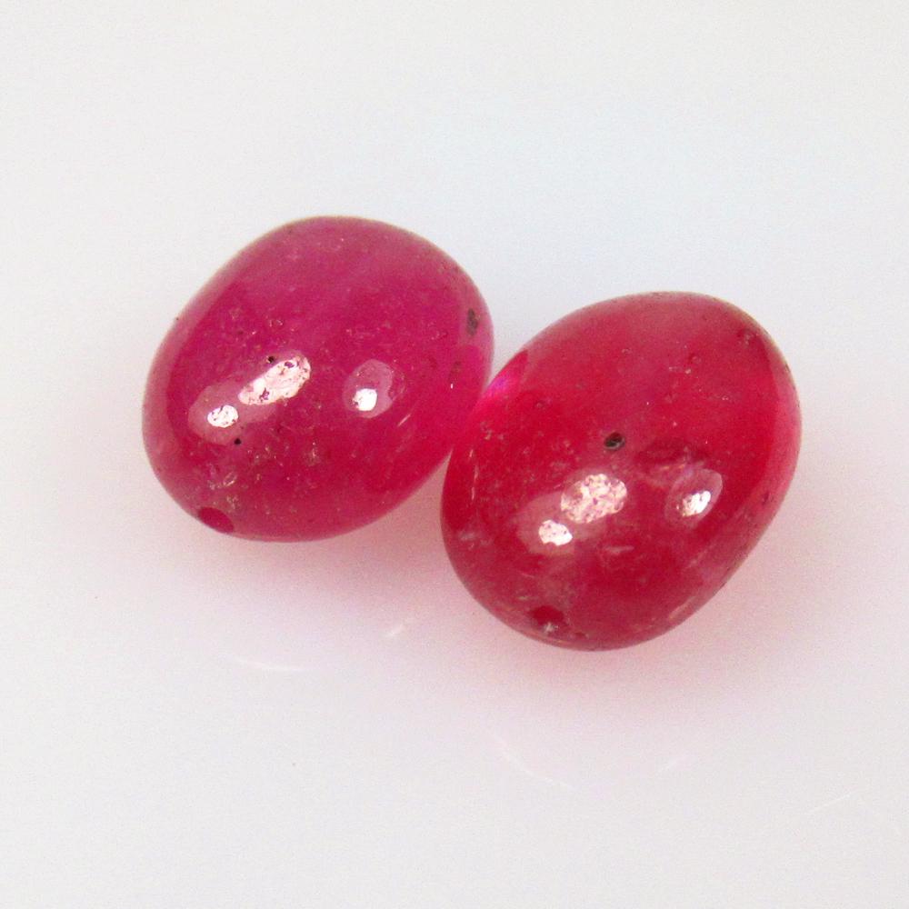 12.75 Ctw Natural 2 Mozambique Red Ruby Dumble Beads (1 of 2)