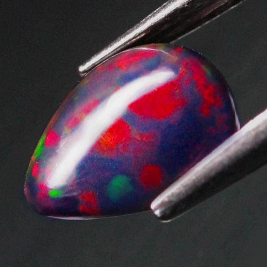 Unheated Natural Multicolor Welo Ethiopian Black Opal Pear Shape (1 of 3)