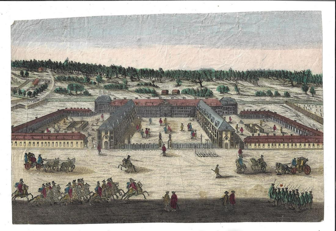 1750 Large Hand Colored Town Square Germany (1 of 2)