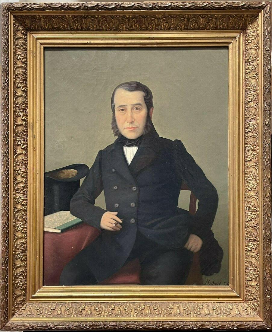 Fine 1880's French Portrait of Dapper Gentleman with Cigar & Top Hat, Signed Oil (1 of 4)