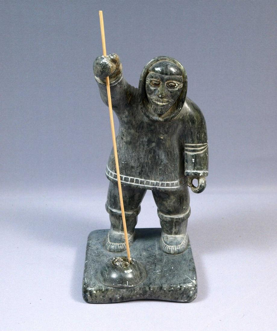 Signed Inuit Native American Soapstone Hunter Seal Canada SIGNED Susan Aqatsiaq (1 of 7)