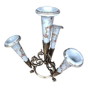 Antique Ceramic Dragon Footed Vase: Absolutely gorgeous ceramic vase is on Brass footed stand. Antique and a rare piece.Dimensions: 10"W x 10"D x 11.5"HPeriod: 1930sItem Type: Vintage, Antique or Pre-ownedCondition: Very Good