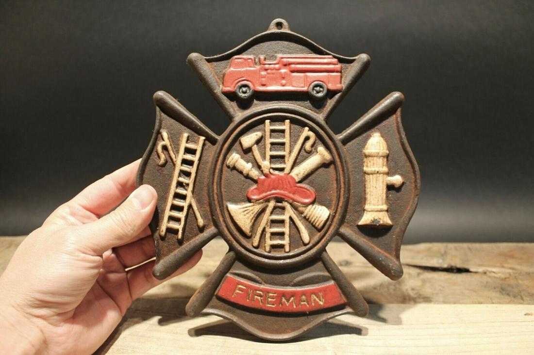 Cast Iron Fire Fighter Plaque Fire Mark Sign (1 of 6)