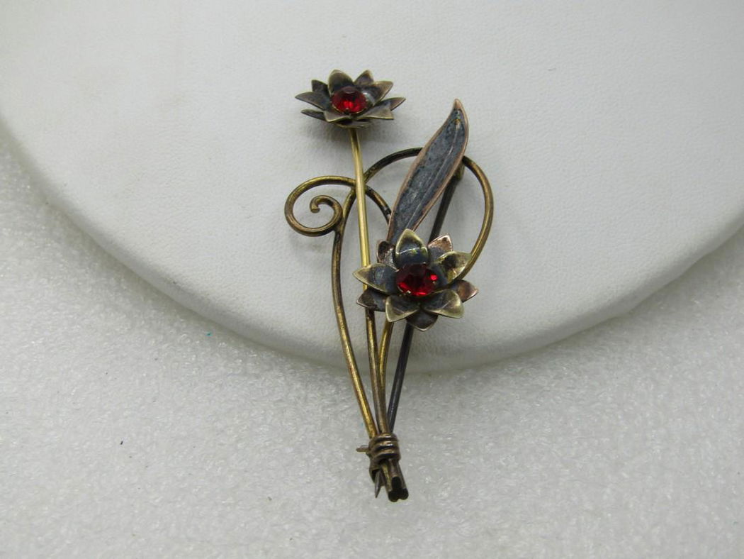Vintage Van Dell Sterling Floral Brooch, 12kt ., 1940's, Vintage Van Dell Sterling Floral Brooch, 12kt ., 1940's,