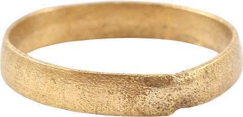 VIKING WOMAN'S WEDDING RING, 866-1067 AD, SZ 2: Danelaw England. 2.5mm width with low rounded face. Sized for the small finger as was the custom in some areas. Professionally refurbished with the 24k gold surface restored. Gift boxed with a certifi