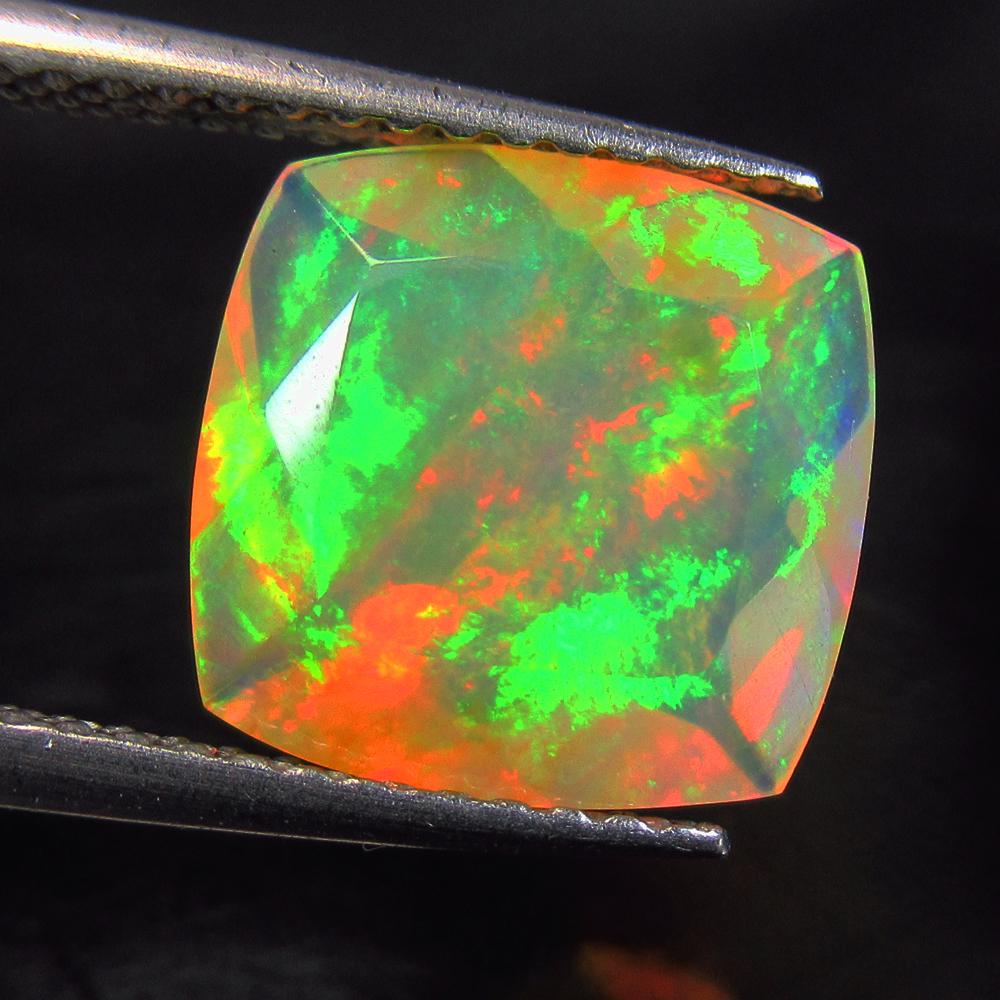 2.07 Ctw Natural Ethiopian MultiColor Fire Opal Cushion Cut (1 of 2)