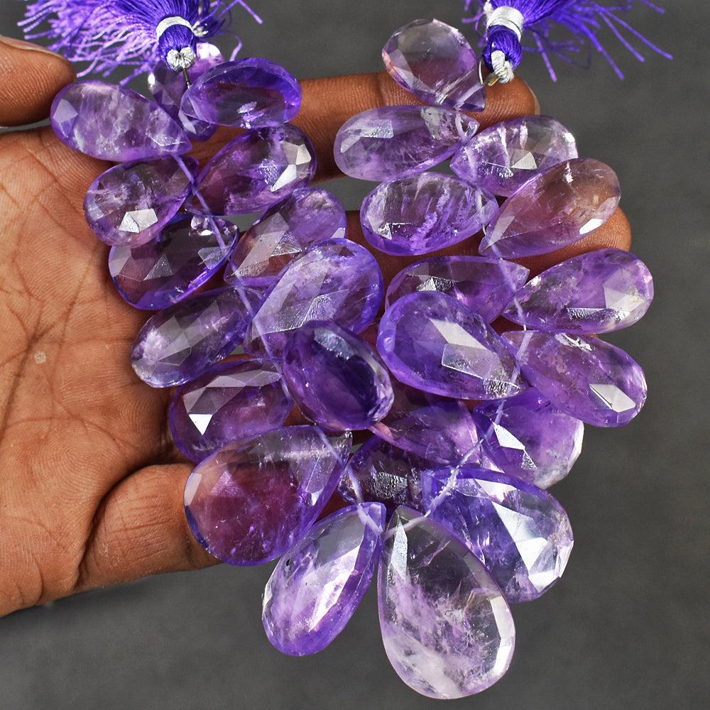 Carats 491 Genuine 07 Inches Amethyst Faceted Beads Strand (1 of 2)