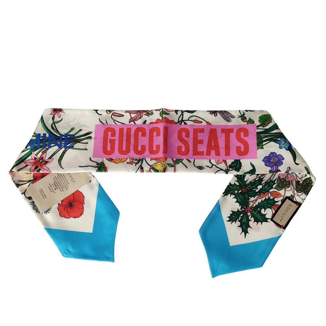 安いを販売 GUCCI フローラル柄×スカーフ柄シルクツイル長袖ブラウス