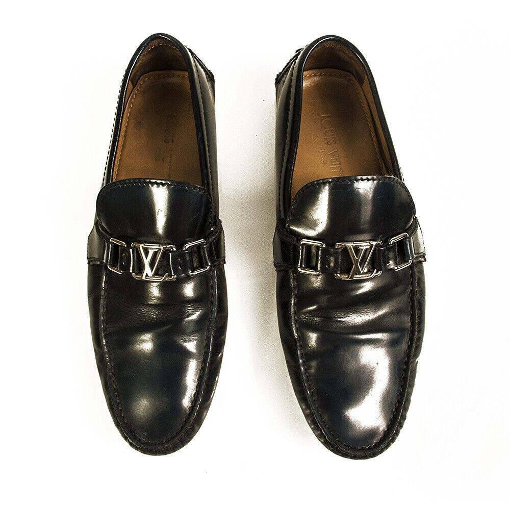 Louis Vuitton Men's Black Blue Ombre Leather Moccasin Car Shoes Loafers 8 (1 of 10)
