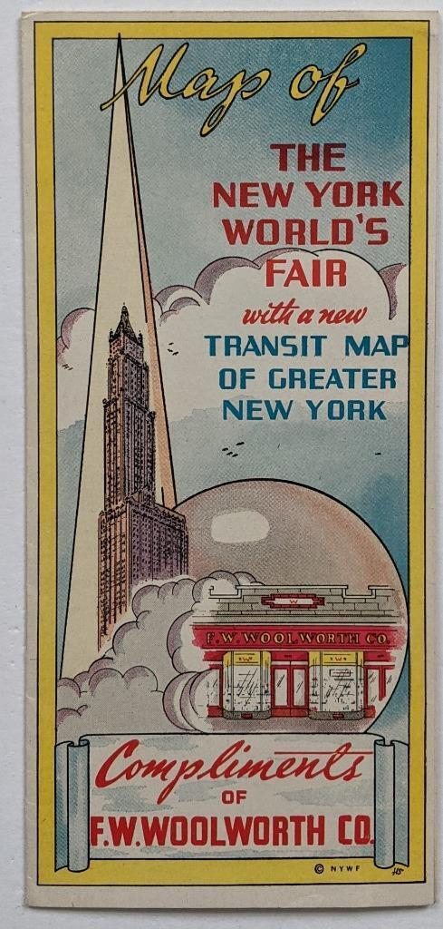 1964 PICTORIAL GRAPHIC OLD VINTAGE NY WORLDs FAIR MAP s by F. W. WOOLWORTH CO. (1 of 3)