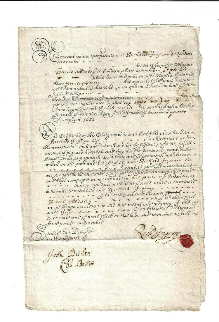 1682 Beautifully Penned English Bond London (1 of 1)