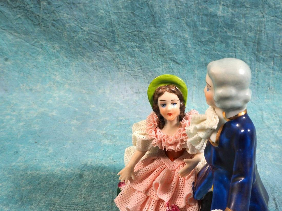 Dresden Lace Figurine Sandizell Hoffner German Man Courting Woman Blue (1 of 8)
