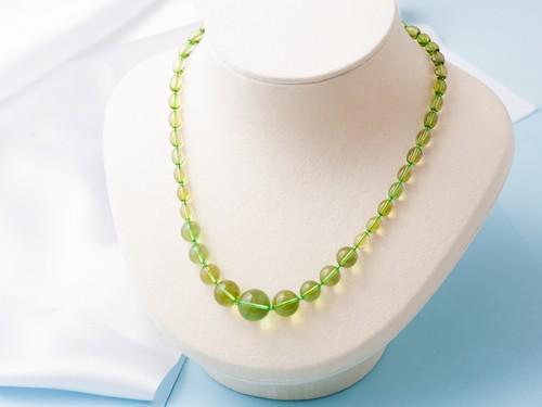 Green Amber Necklace Handmade of ball and olive beads 18inch long (1 of 5)