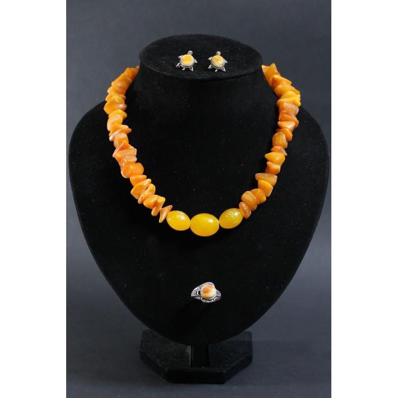 67 g Baltic amber set of necklace, turtle earrings and ring (1 of 20)