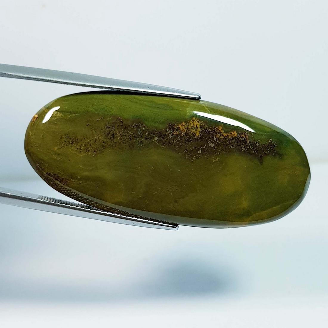 32.58 ctz" Natural Ocean Jasper: No Reserve! Title:32.58 ctz" Natural Ocean Jasper Color/Clarity:Green / Opaque Gemstones:Jasper Carat Weights:32.58 Size/Dimensions:44.25 x 19.65 x 4.20 Additional Information:Oval / Brazil Shipping: