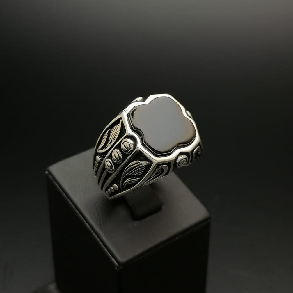 925 Silver Men's Ring with Black Onyx-Rings (1 of 7)