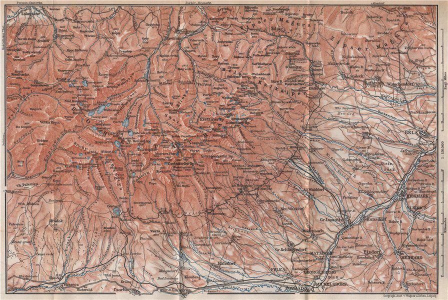 TATRA MOUNTAINS Zakopane Zdiar Poprad. Vysoke Tatry. Poland Slovakia 1896 map (1 of 2)