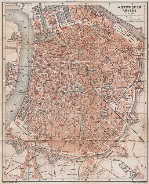 ANTWERP ANTWERPEN ANVERS antique town city plan. Belgium carte 1897 old map (1 of 2)