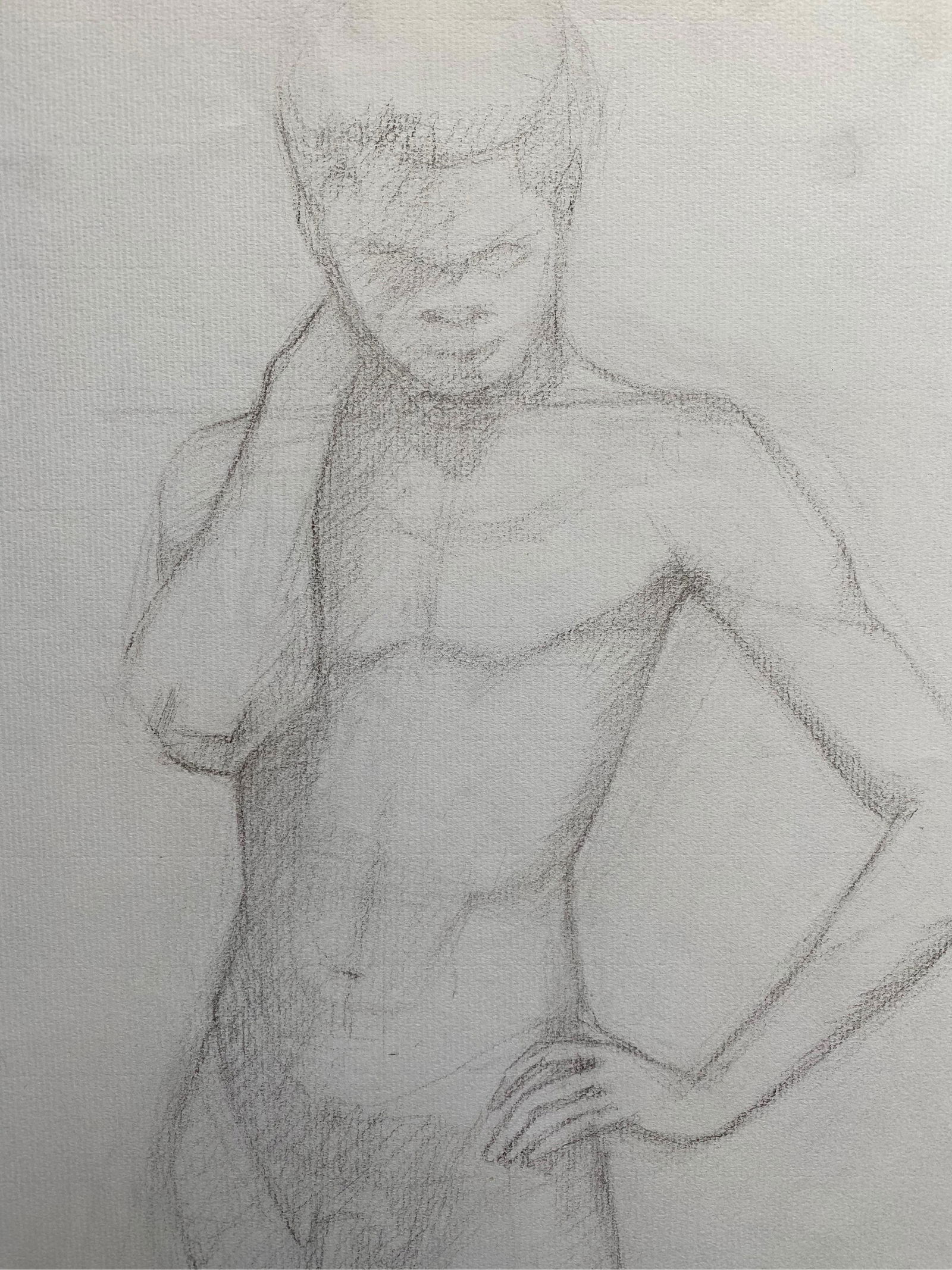 GENEVIEVE ZONDERVAN (1922-2013): Mid 20th Century French Charcoal Drawing - Portrait of a Standing (1 of 3)