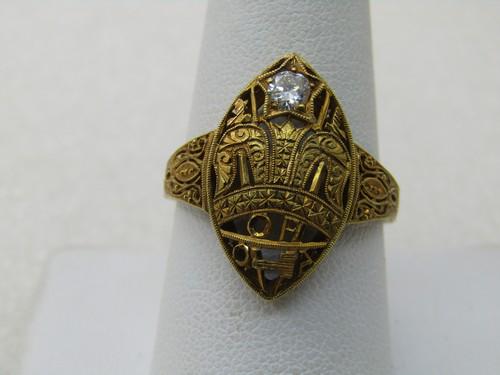 18kt Masonic Antique Order of Amaranth Ring. 5 CTW Diamond Ring, Miligrain Ornate Design, Sz. 10,: 18kt .25 CTW Diamond Ring, Antique Order of Amaranth ring. 1930/40s design. Most likely 1938, since usually the last number is a date. Its OF OA. What is thought to be a V, is a just to hold the gavel