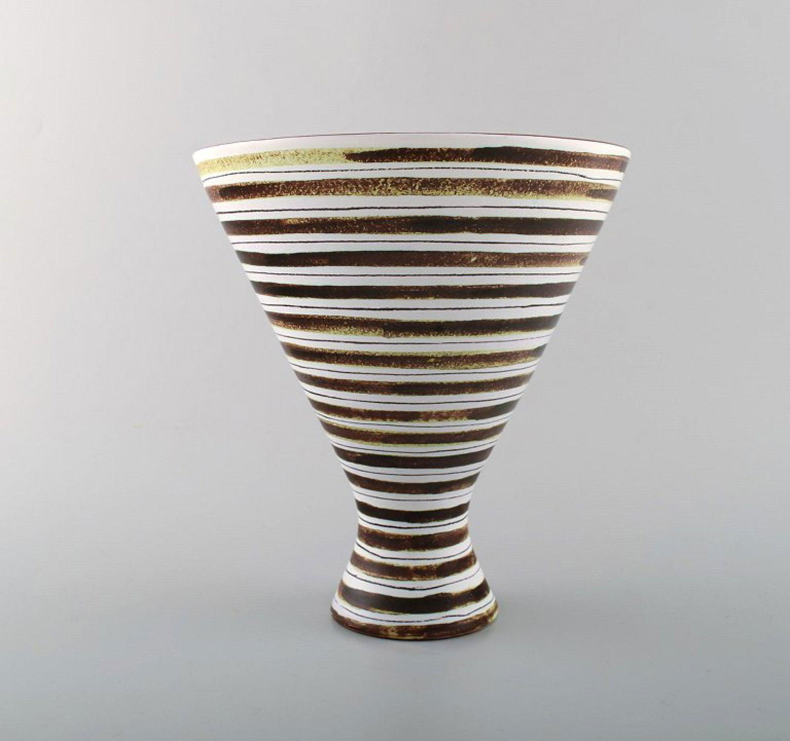 Gustavsberg, Sweden, hand painted faience vase with by Stig Lindberg, Swedish ceramist. Rare shape. (1 of 6)