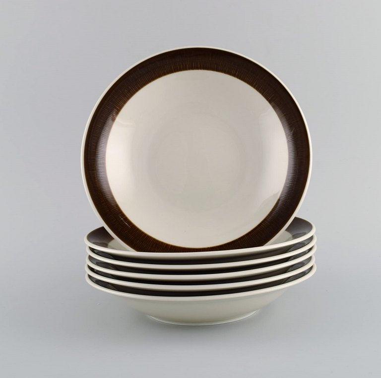 Hertha Bengtson (1917-1993) for Rörstrand. Six Koka deep plates in glazed stoneware. 1960s. (1 of 5)