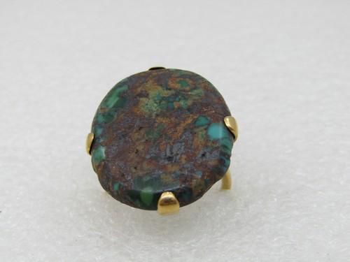 Vintage Southwestern 18kt & Sterling Gold Boulder Turquoise Ring, Sz. 5.5, 25+TCW (1 of 7)