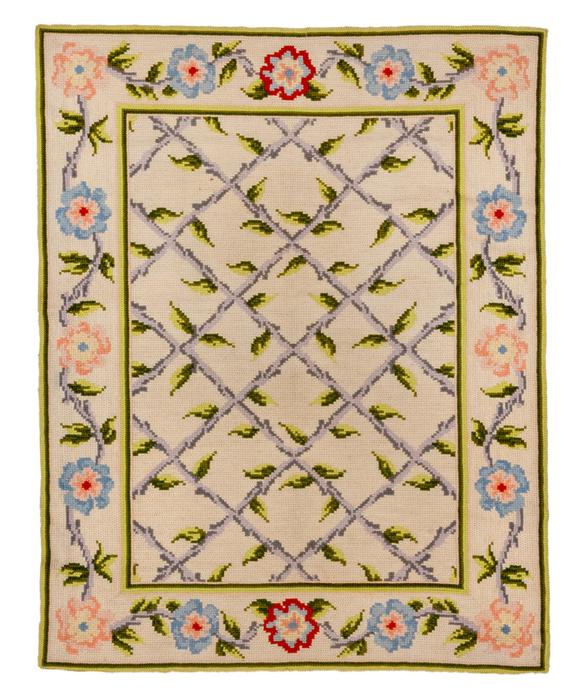 Vintage Needlepoint, Portuguese Rug 3'5'' X 4'4'', Item # 57023 (1 of 7)