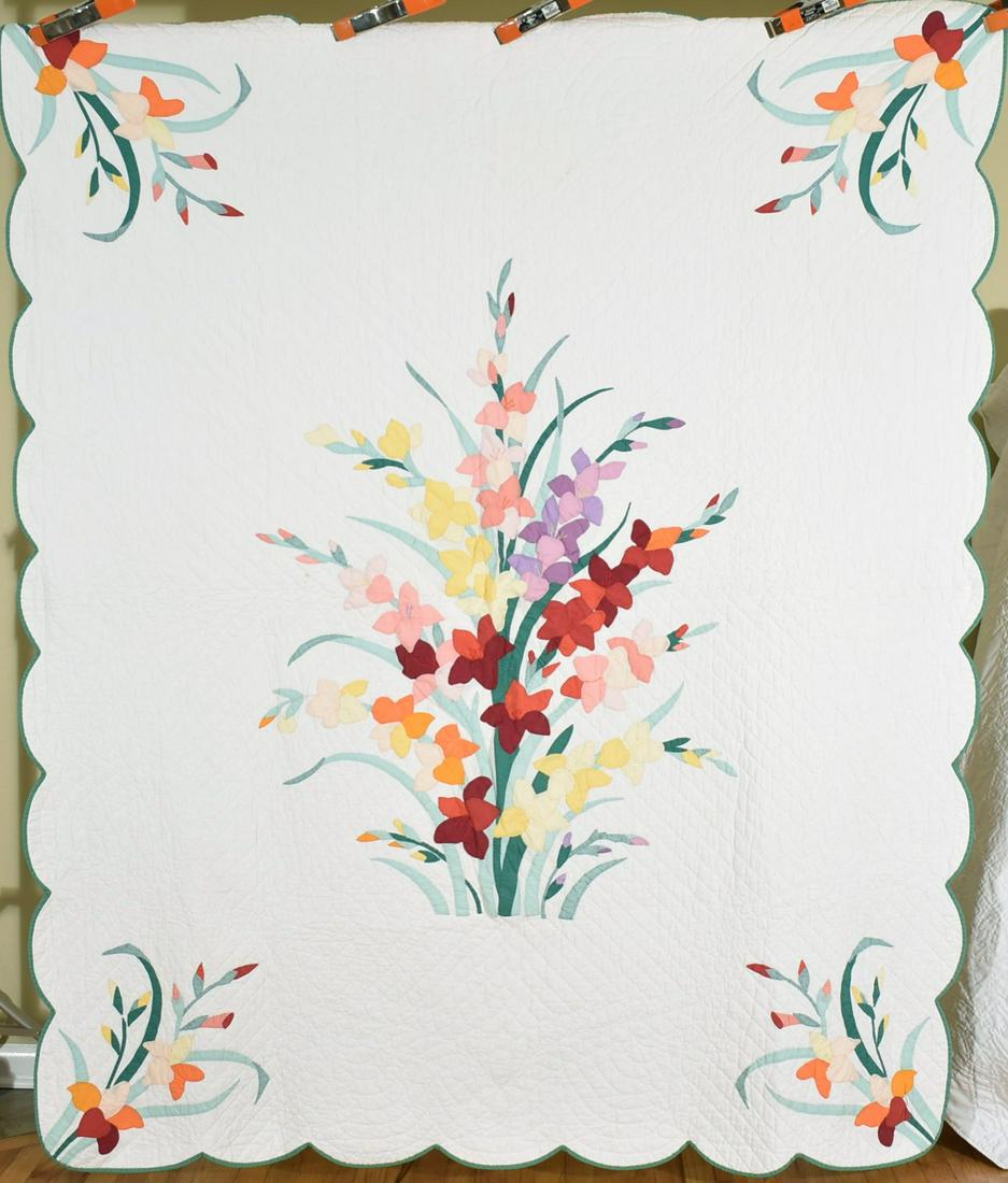 Vibrant 30's Gladiola Applique Quilt (1 of 9)