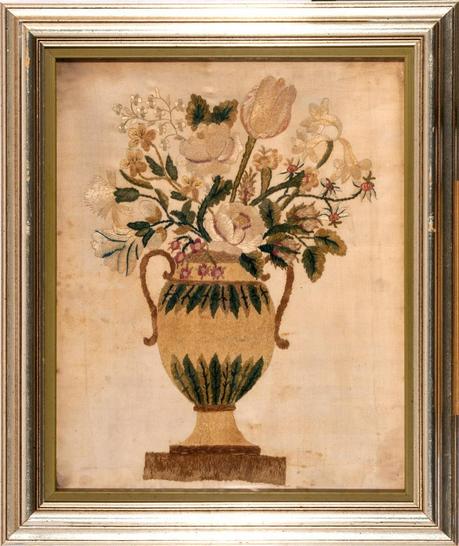 Needlework Silk Embroidery - Vase of Flowers (1 of 1)