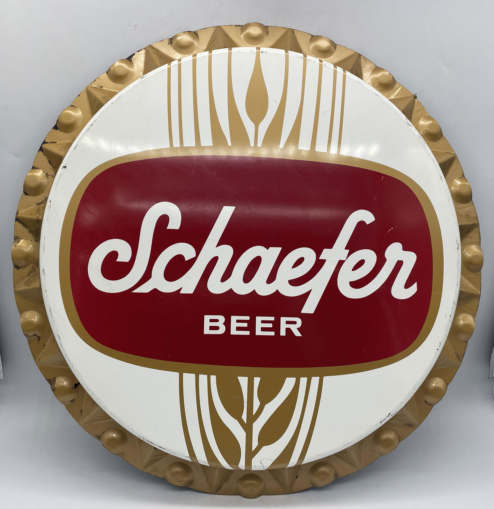 Vintage Metal Schaefer Beer, Bottle Cap Advertising Sign (1 of 8)