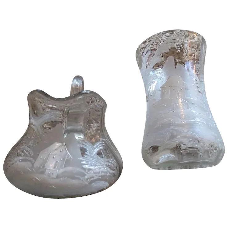 Antique Mary Gregory painted Glass Creamer & Sugar set (1 of 6)