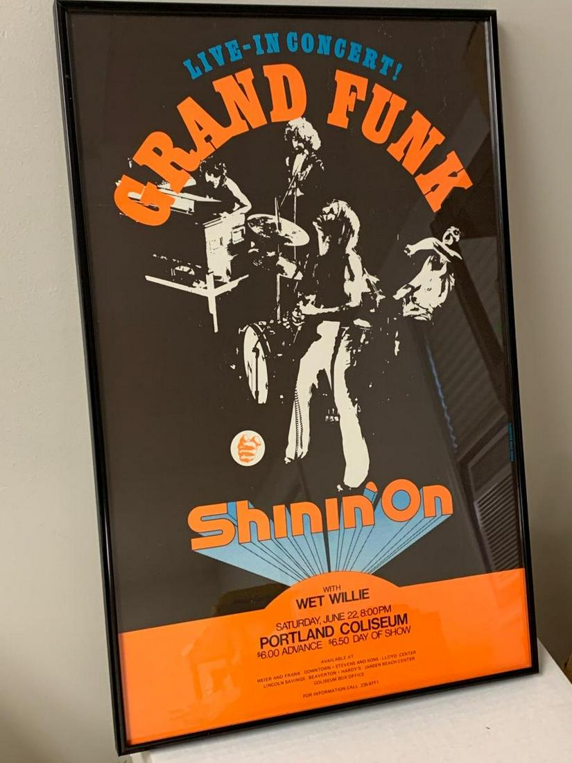 1974 GRAND FUNK RAILROAD "Shinin On" PORTLAND MEMORIAL COLISEUM CONCERT POSTER (1 of 6)