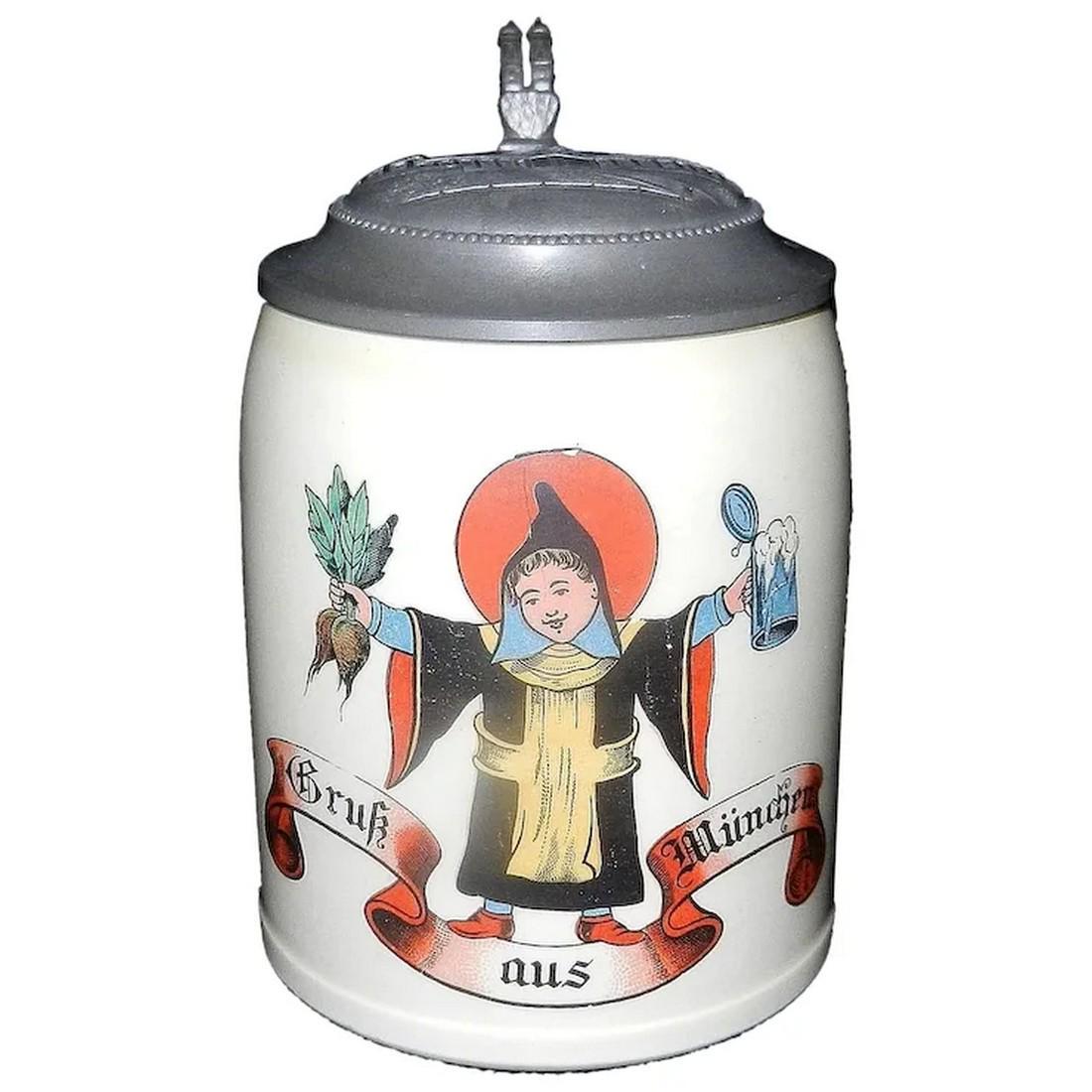 Antique Porcelain German Beer Stein with Munich Child (1 of 12)