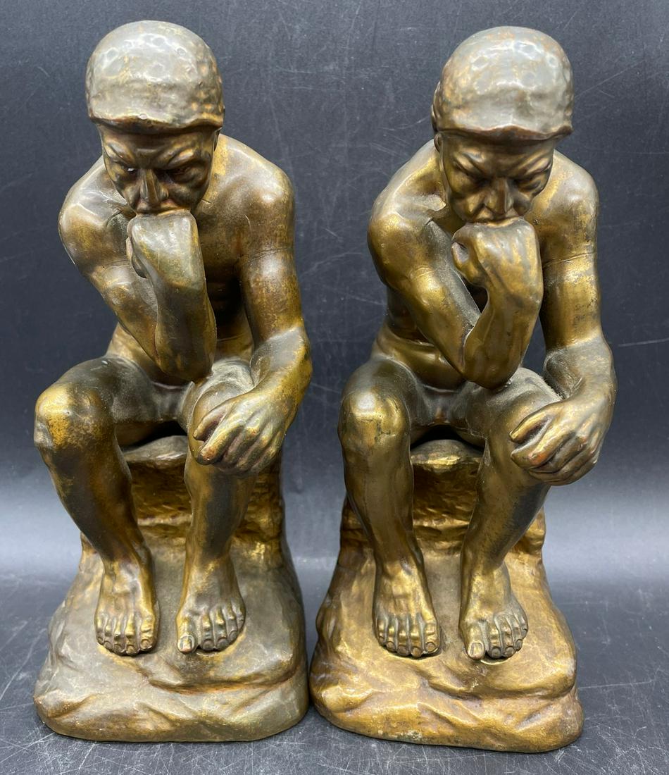 VINTAGE PAIR JENNINGS BROTHERS THE THINKER JB #2176 BRASS BOOKENDS (1 of 8)