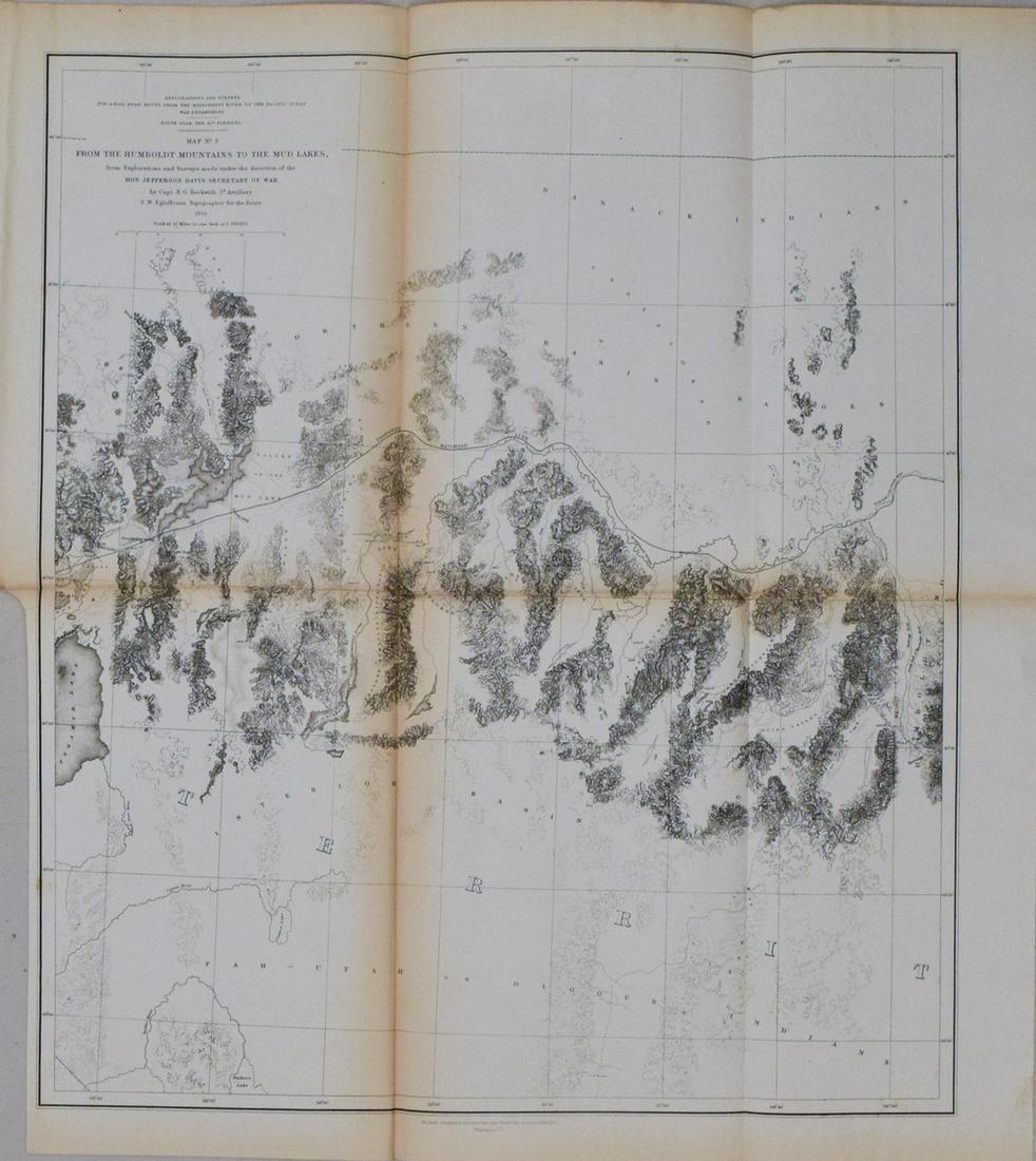 1855 Beckwith Map of Nevada -- Map No. 3 From the Humboldt Mountains to the Mud Lakes from (1 of 1)