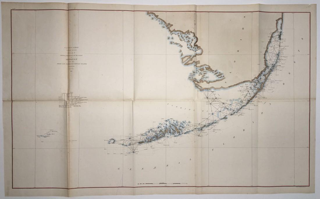 Sketch F showing the progress of the survey in Section No. VI from Cape Florida to Tortugas Islands (1 of 4)