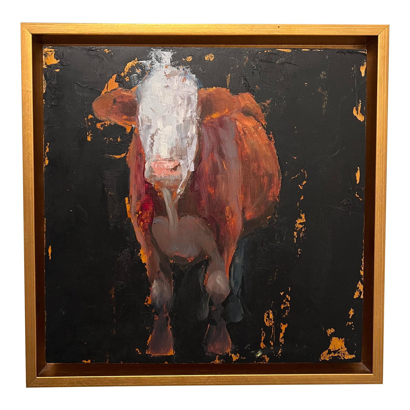 Contemporary Portrait Oil Painting of a Cow by Nicolas V. Sanchez, Framed (1 of 3)