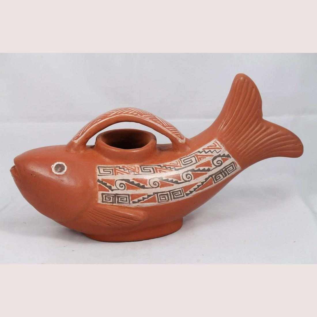 Ceramic Vessel Hand Crafted Pottery Signed Mexican Folk Art Potter Huipe Fish #1 (1 of 11)