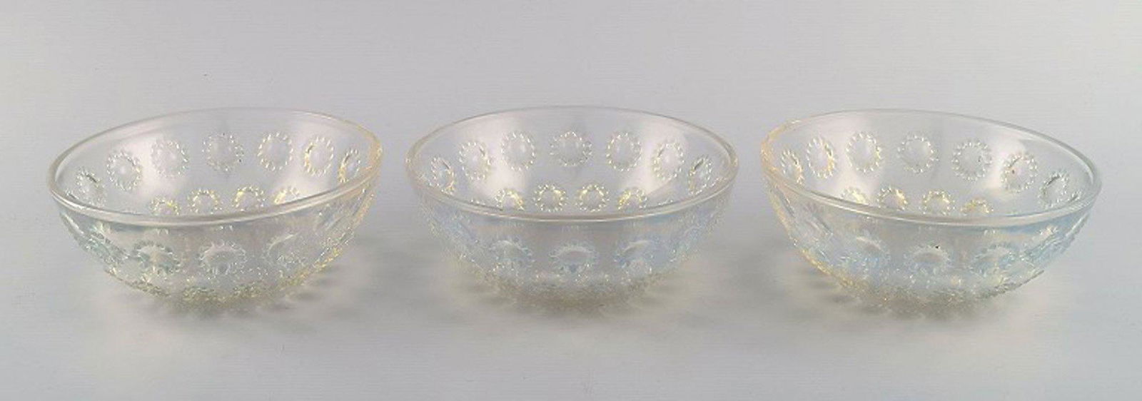 Three early René Lalique "Asters" bowls in art glass. Dated before 1945. (1 of 7)