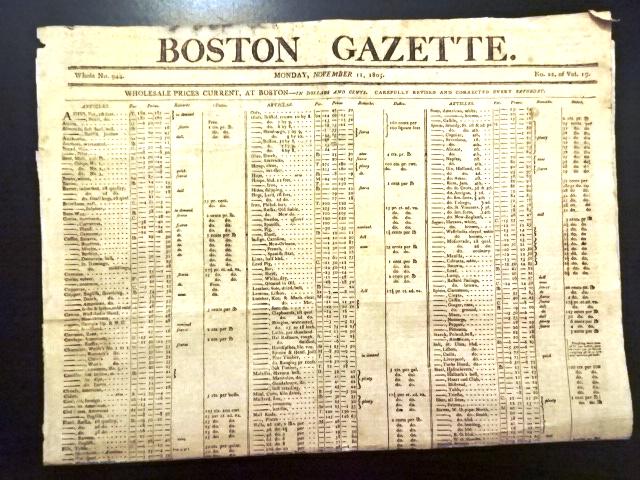 1805 Boston Gazette New Orleans Nice Ads (1 of 4)