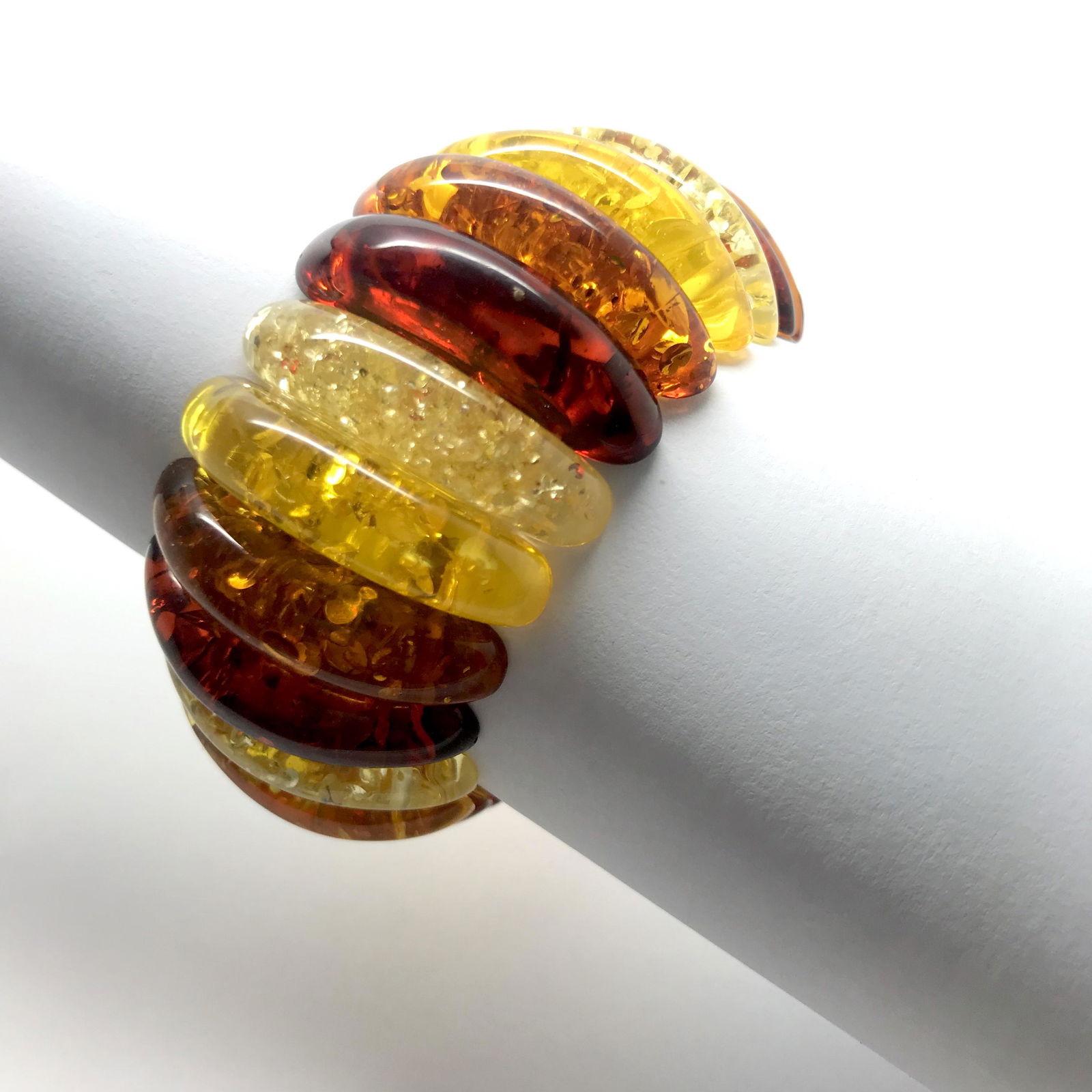 Beautiful Vintage Amber Bracelet made from Cabochon shaped Amber beads (1 of 7)