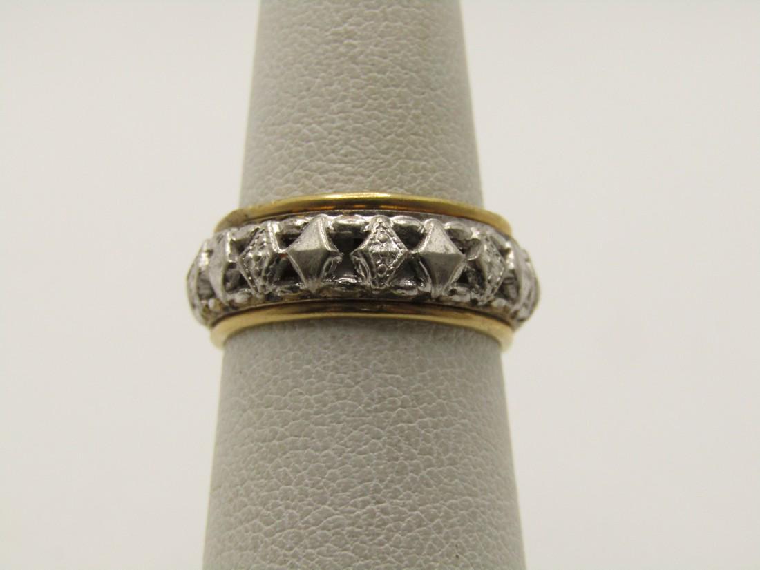 Vintage 10kt GF Sterling Band Ring, Sz. 5.5, Two-Tone Signed (1 of 8)