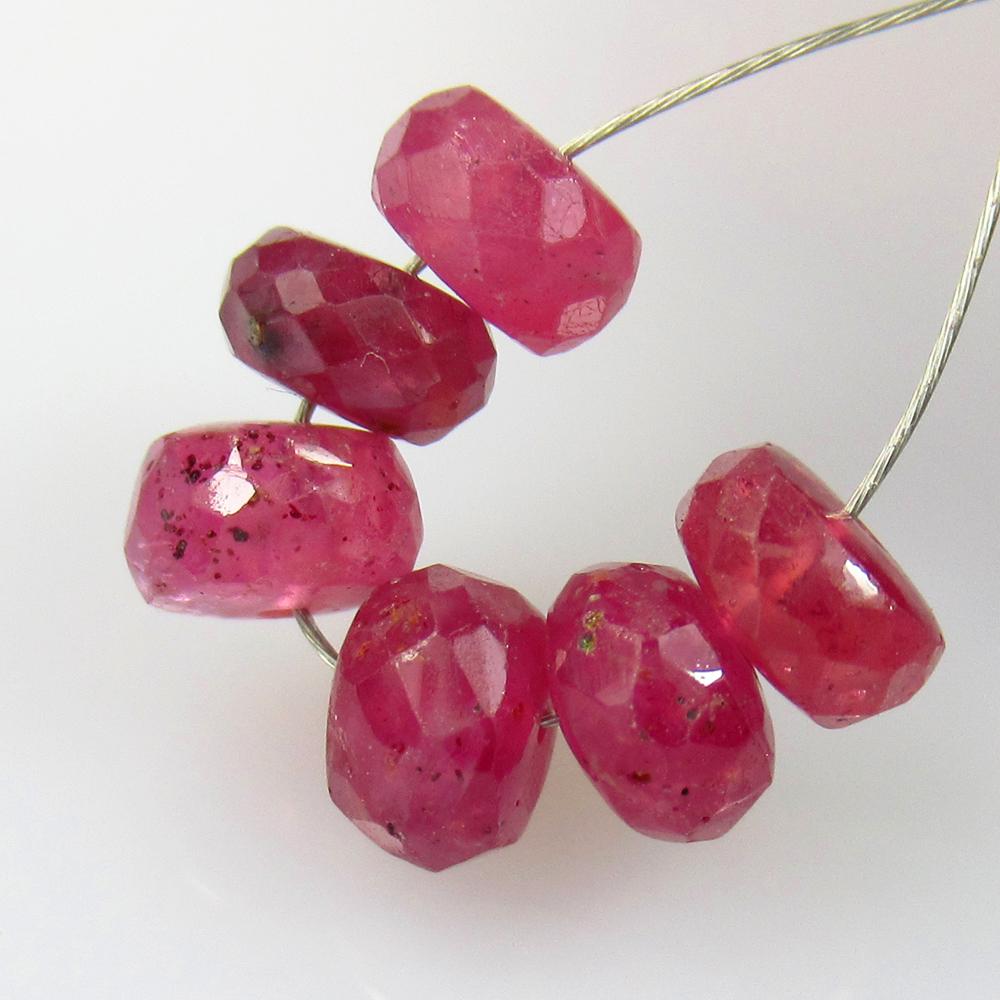 7.30 Ctw Natural 6 Mozambique Red Ruby Round Beads (1 of 2)