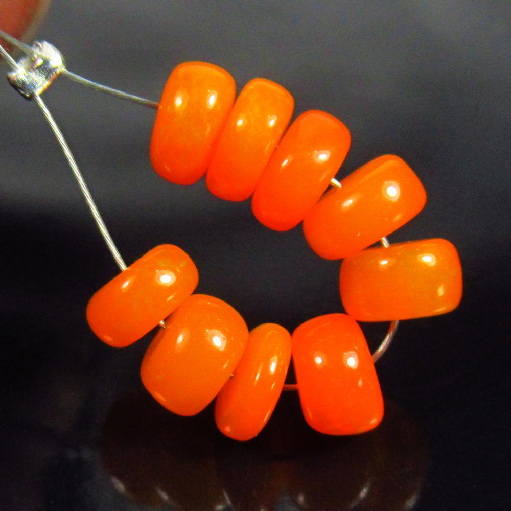 5.12 Ctw Natural 9 Drilled Orange Fire Opal Round Beads (1 of 2)