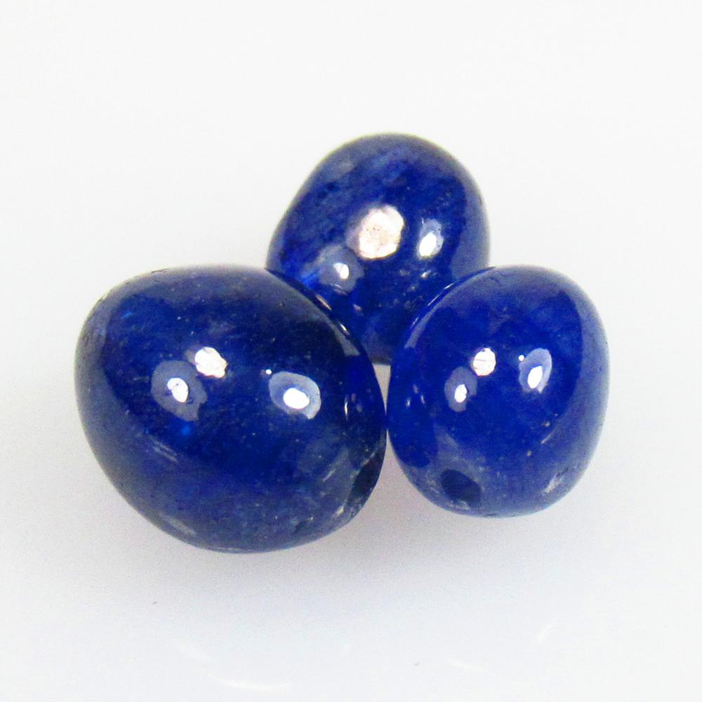 8.61 Ctw Natural 3 Blue Sapphire Dumble Beads (1 of 2)