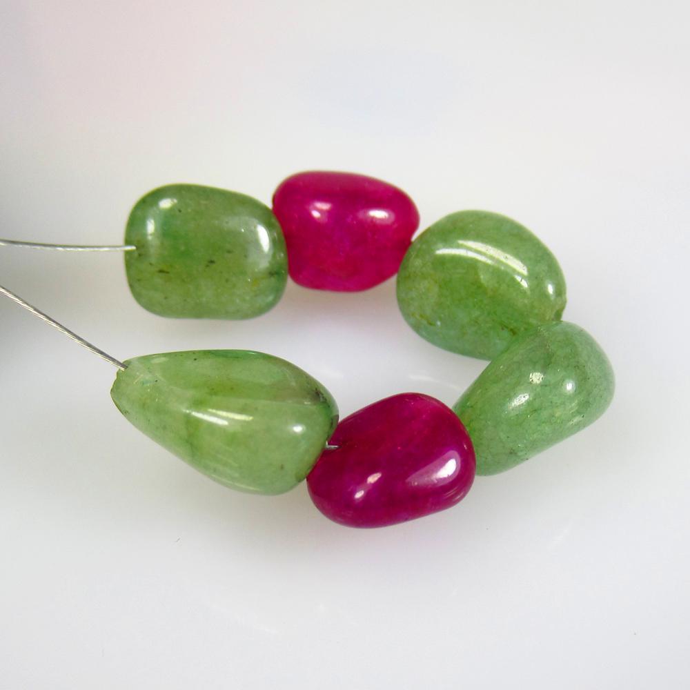 19.20 Ctw Natural 6 Emerald Ruby Dumble Beads (1 of 2)